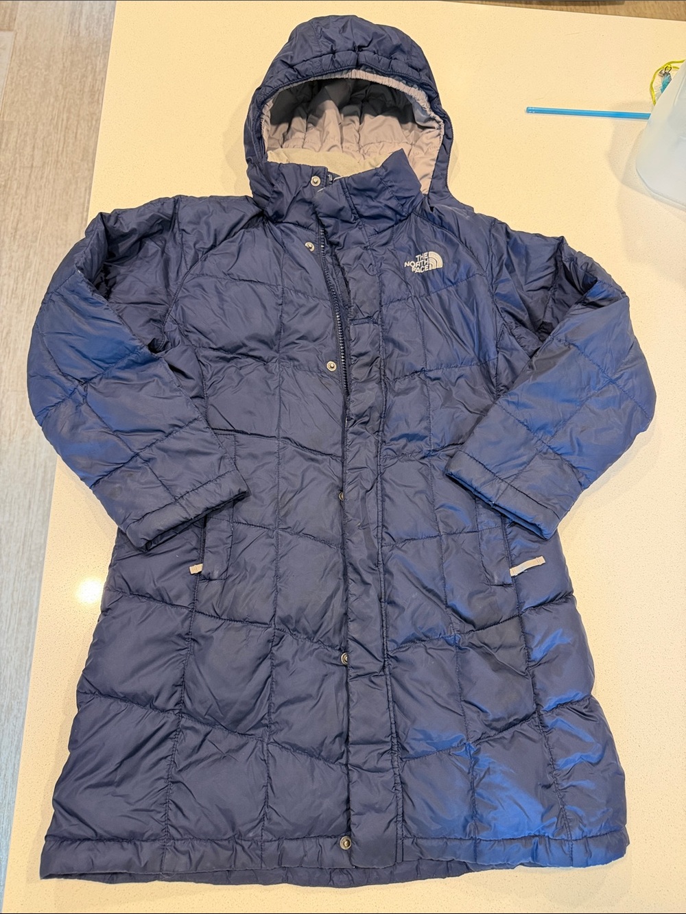 Girls North Face Down Filled Long Jacket Size S (7/8)